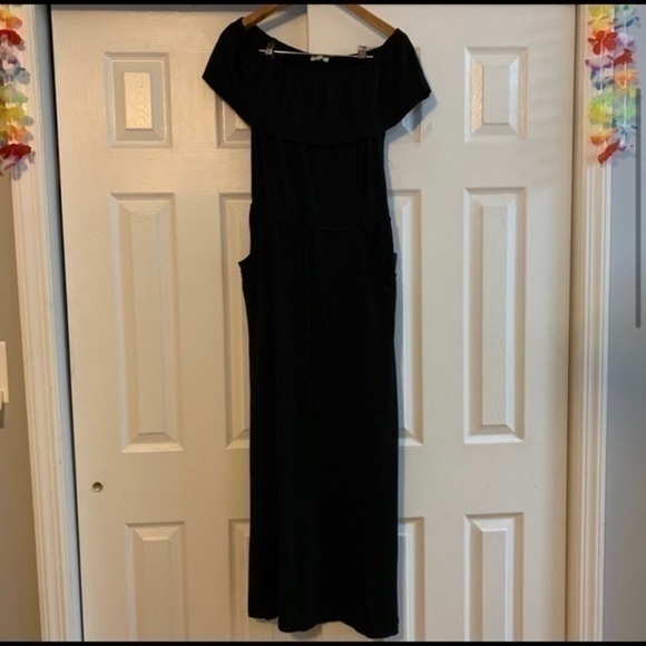 Max Studio Off the Shoulder Black Maxi Dress Small - Picture 3 of 8